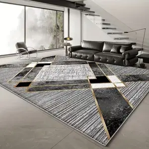 Velvet Carpet with Non-Slip Bottom, Geometric Pattern, Boho Style, Indoor Rug, Floor Rug, Multiple Sizes Available, Boho Area Rugs