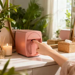 O'2Nails Nail Printer Machine Kit-3d Nail Printer Machine,3d Nail Art Digital Mobile Printer For Salon&Home-Wifi/Diy Design/30s Fast Print&Cure | Pg4 Gel,Fm10 Ink, Base/Cleaning Glue(Bonus Pg0&White Gel)Pink