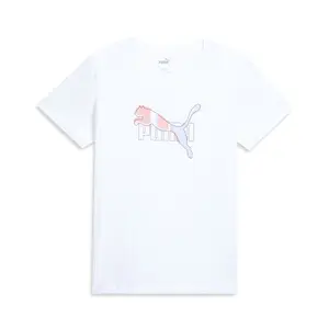 PUMA Womens Essentials Logo Lab Crew Neck Short Sleeve Casual Tops Casual - White