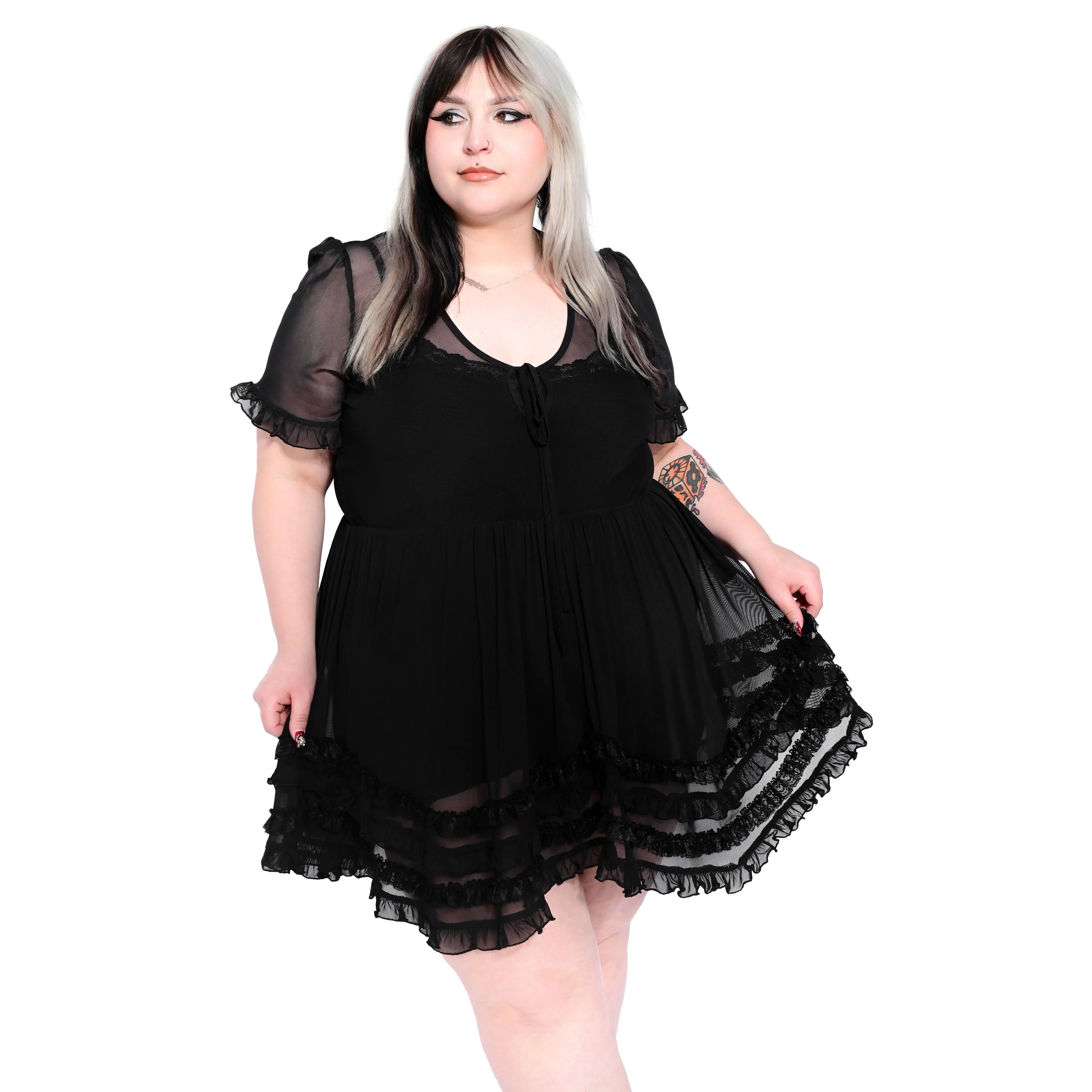 black dobby mesh ruffle skater dress Buy Boohoo Dobby Mesh Ruffle Skater Dress In Black