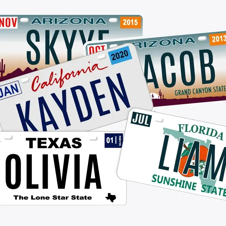 Custom State License Plates - Personalized Front Car Tags, Available in 3x6 in and 6x12 in Sizes for Trucks,Bike,Bicycle,Motocycle,Kid Cars,Scooters,Trailers,Campers