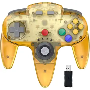 N64  USB Controller for , 2.4ghz Rechargeable  N64 Remote Joystick Controller for / Lite/ OLED, , PC Windows 7,8,10,11 Clear Yellow