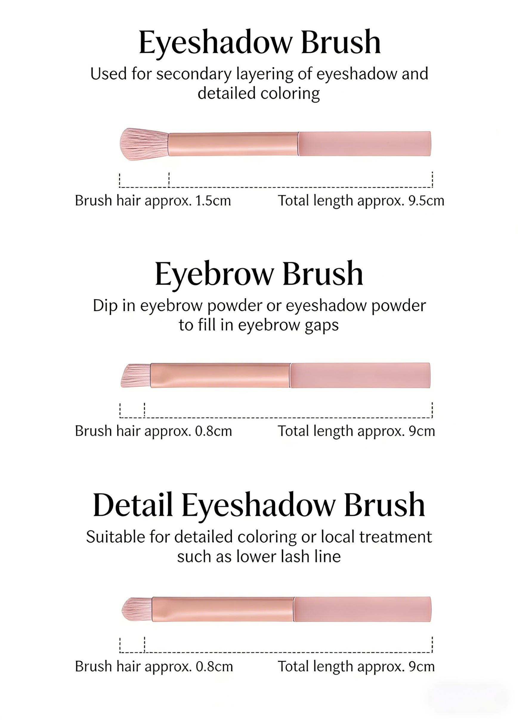 6Pcs Candy Makeup Brush Set Soft Bristles - Powder, Blush, Highlight, Eyeshadow, Concealer & Brow Brushes