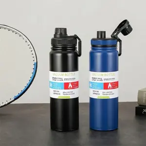 Stainless Steel Vacuum Insulated Water Bottle, Double-Wall Leak-Proof Flask with Carry Handle, Portable for Outdoor Sports & Travel