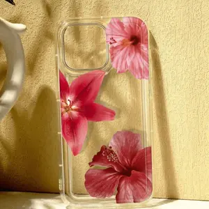 A Transparent Phone Case Featuring Three Exquisite Large Red Flowers, Compatible with Iphone Models17，16, 15, 14, 13, 12, 11, XS, XR, X, 7, 8, 12/13 Mini Plus Pro Max SE, Perfect for Birthday, Valentine'S Day, Or As a Gift for a Boy Or Girlfriend.