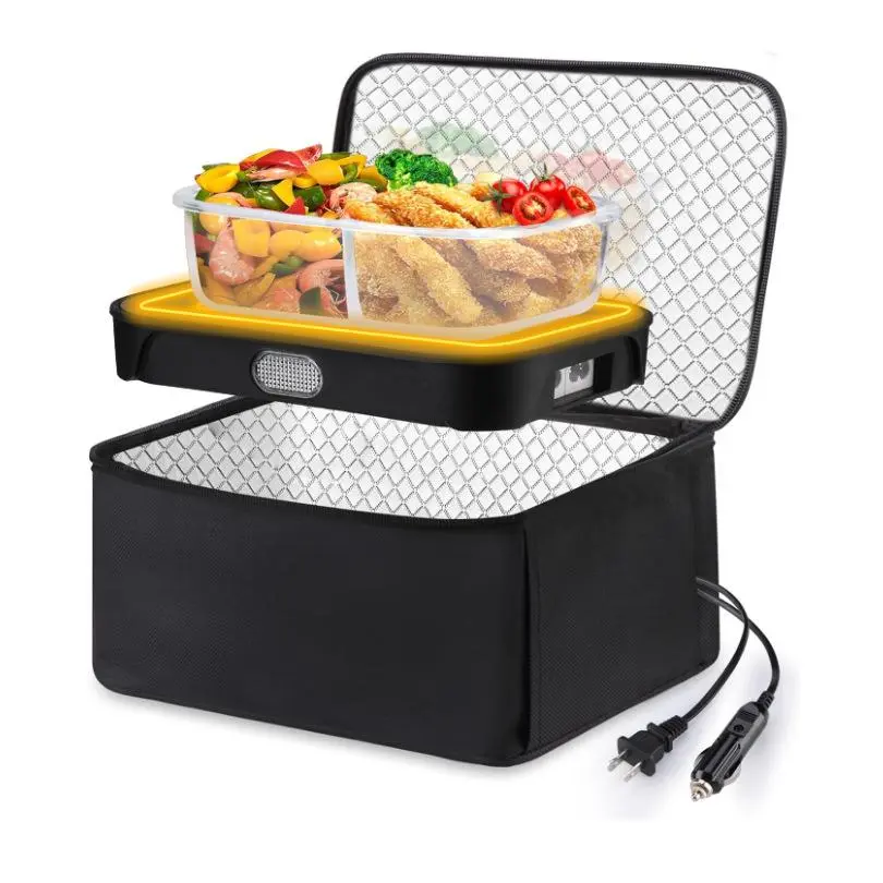 Portable Mini Reusable Heated Lunch Box Set, Plug-In Electric Food Warmer with Containers, Cooking Tool Case with Low-Slow Conduction Heat & No Monitoring for Work