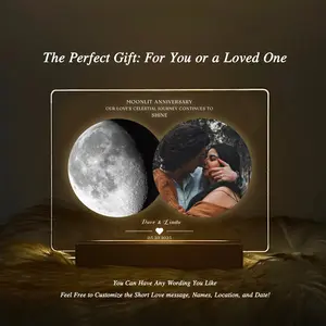 Custom Moon Phase Picture Frame Light, Personalized LED Night Light Plaque By Date, The Night We Met The Date I Born Moons Gifts