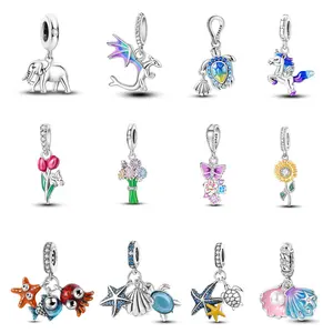 MULA Animal and Plant Collection - 925 Silver and Zircon Pendant, Nature Style Women's Pendant and Girls Bracelet and Necklace, Ideal Gift for Girls and Women Fits All Pandora Bracelets and Necklaces