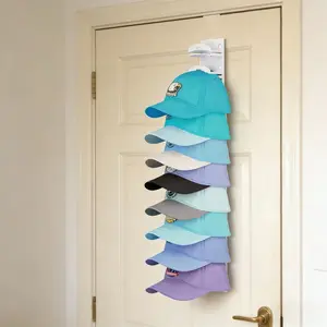 Hat Organizer for Baseball Caps 2Pack, Hat Rack for Wall with Strong Adhesive Hold up to 20 Hats, Hat Hanger Holder Display for Door Closet, Cap Organizer Storage Multilayer Two Mounting Option(Black) Wall-Mounted Multilayer Adjustable Hat Hooks