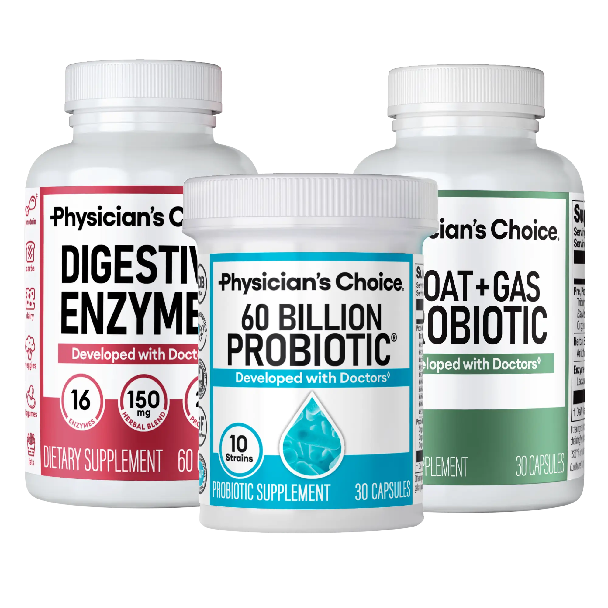 Physician's Choice Gut Guardian Bundle: Advanced Gut Health Support with 60 Billion Probiotic + Digestive Enzymes + Bloat & Gas Probiotic