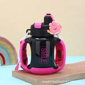 Double Ear Mug Dual Drinking Cup, Large Capacity Straw Water Bottle, Women's Fitness Sports Cup, Summer Season, Big Belly Cup