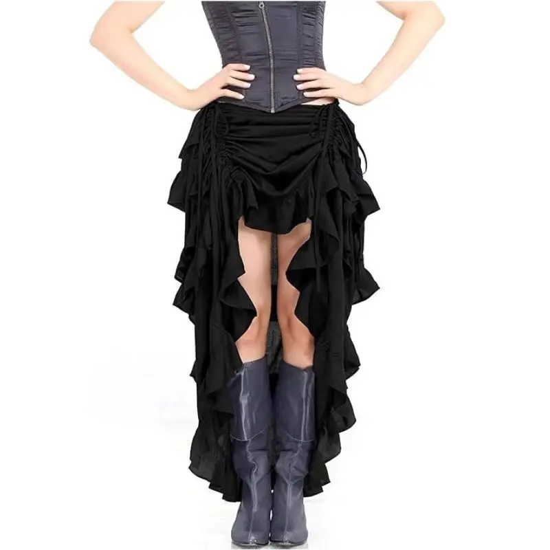 Women's dance skirt, Gothic steampunk skirt, Renaissance-style high and low skirt