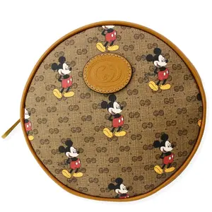 Pre-owned GUCCI canvas Backpacks Disney x Mini GG Supreme Round Backpack Bag Beige 603730