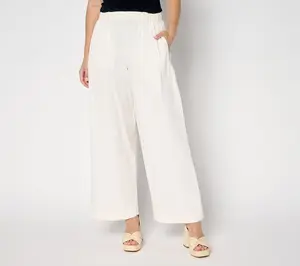 LOGO by Lori Goldstein Petite Textured Full Length Pants
