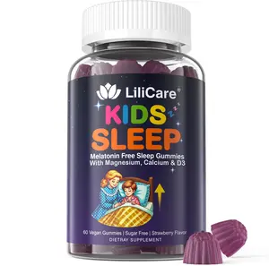 Kids Sleep Gummies Magnesium Glycinate Melatonin Free with Calcium, D3, B6 & L-Theanine - Natural Restful Sleep Aid for Kids