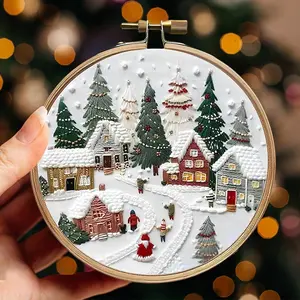 Village Pattern Embroidery Kit, 1 Set DIY Embroidery Craft Kit, Embroidery Supplies for Beginners & Adults