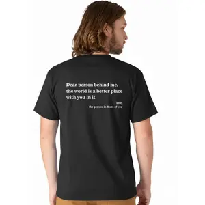 Unisex's Regular Fit Letter Print Drop Shoulder Tee, Dear Person Behind Me Printed T-shirt, Slogan Graphic Round Neck T-shirt for Daily Wear, Casual Soft Comfy Top for Summer Crewneck Fashion Tshirt