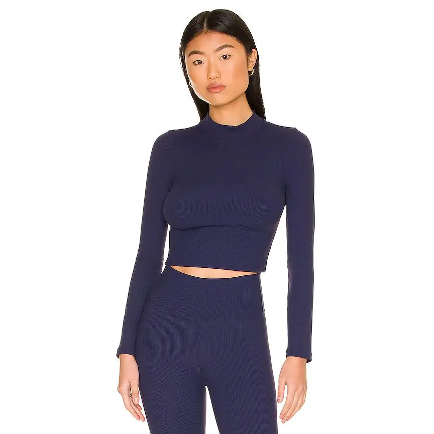 KORAL Luca Rib Crop Top in Midnight Blue