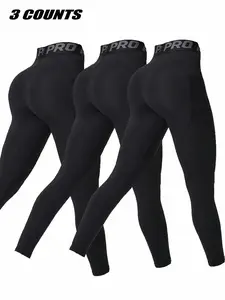 Women's Letter Print Pocket High Waist Skinny Leggings, Casual Comfy Breathable Quick Drying High Stretch Yoga Leggings, Sports Leggings, Ladies Going Out Bottoms for All Seasons, Gym Leggings