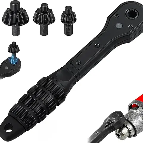 4pcs High Strength Multifunctional Ratchet Wrench Set - Heavy Duty Tool, 3-in-1 Design, 3-Speed Fwd/Rev, Anti-Slip Grip, 1/4-in Hex Shank Bit Compatibility, Magnetic Tips, Metal Surface Fit, Includes Keys for DIY Users