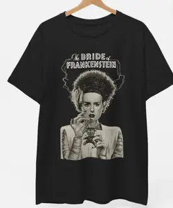 The Bride of Frankenstein T Shirt FRANKENSTEIN Horror Monster Movie Unisex Tee 100% Cotton Crewneck Shortsleeve Black Menswear Cotton Printed Round Neck T-Shirt