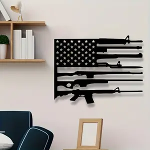 1pc, American Flag Gun Metal Wall Art, Personalized Gun Flag Name Sign, Gun Lover's Gift, Home Decor, Flag Metal Decor Iron Hanging Lantern Hangable