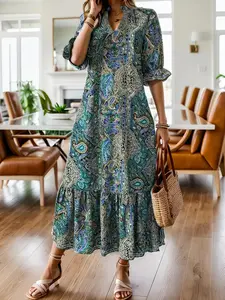 Bohemian Midi Dress for Curvy Women