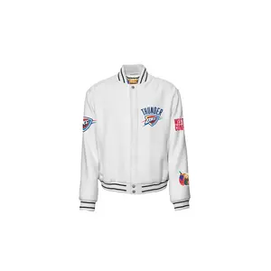 OKLAHOMA CITY THUNDER WOOL VARSITY JACKET Vegan "White" NBA OKL THU 106