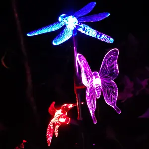 Solar Ground Plug Butterfly Dragonfly Bird Light LED Ground Plug Insect Light Solar Color Changing LED Animal Light