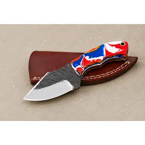 Iron Trail Railroad Steel Utility Knife – Hand Forged High Carbon Fixed Blade with Resin Handle & Leather Sheath