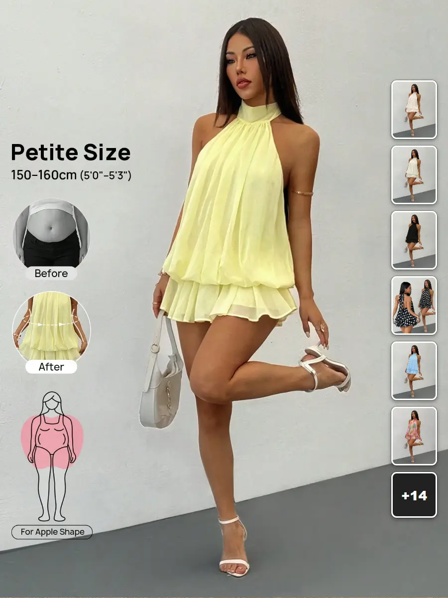 Petite Mini Dress Sleeveless Tie-Neck Party Date Night Summer Outfit