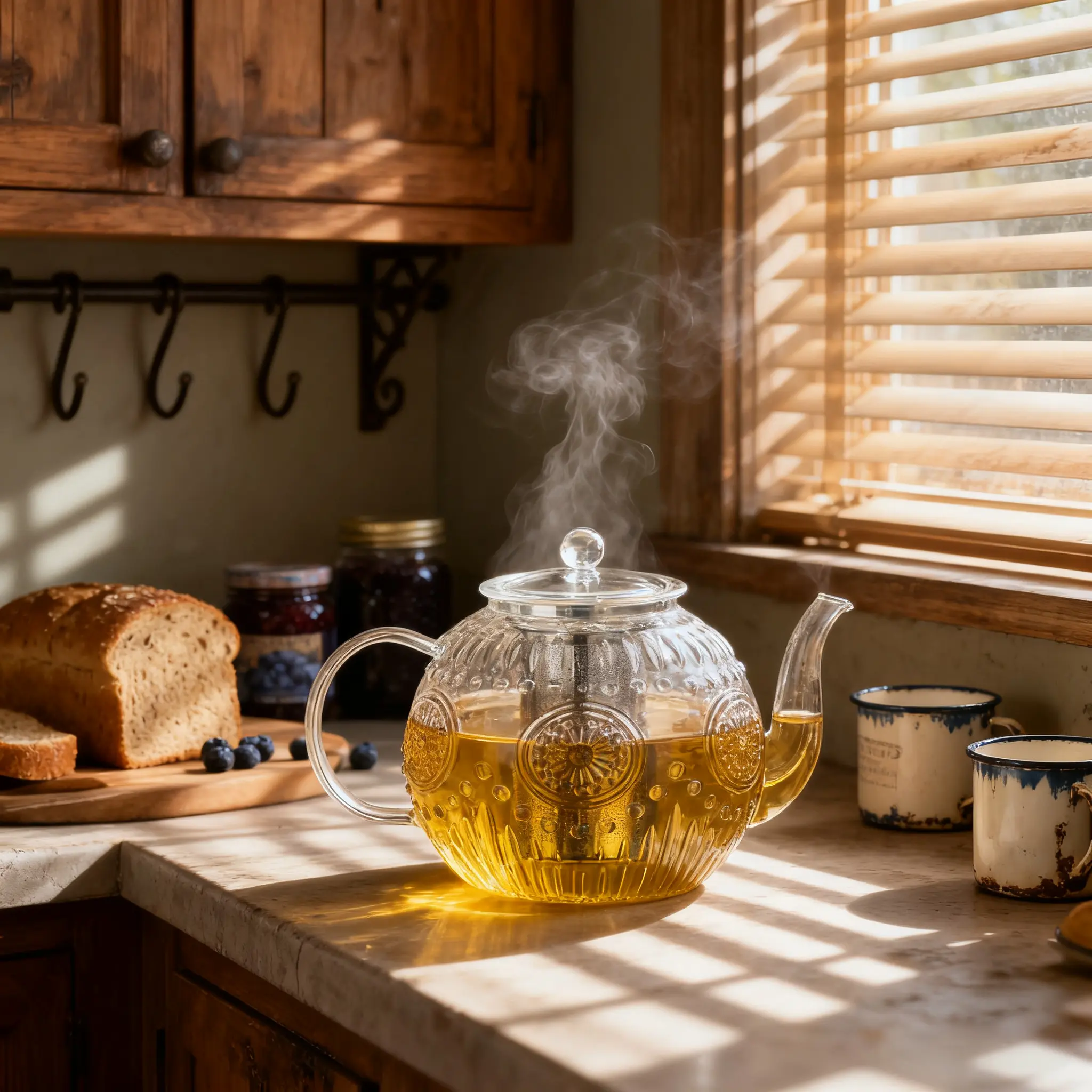 Women's Glass Teapot with Removable Infuser - Heat Resistant Borosilicate Glass, Stovetop Safe Kitchen Kettle for Blooming Loose Leaf Tea - Sunflower Design Classic Stylish Serving