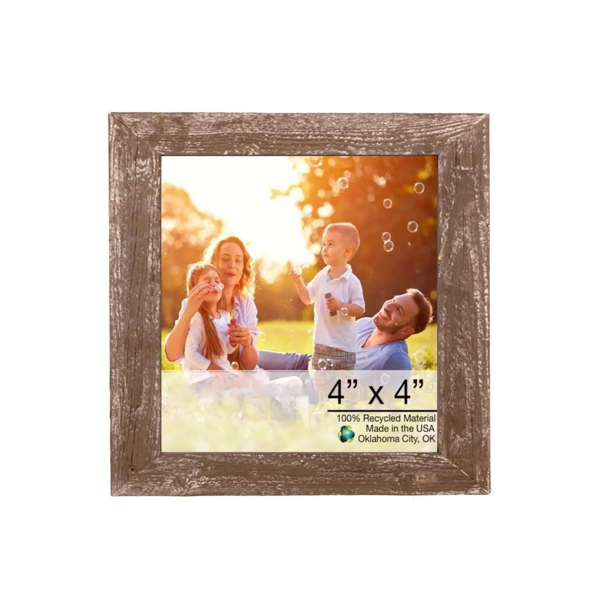 360 Stand 4x4 in. Square Rustic Farmhouse Espresso Brown Wood Photo Frame, Handmade-Look Home Decor (Model 386557), Room Decor, Wooden, Wooden Framed, Durable Sturdy Frame, Framed Wall & Tabletop Frames