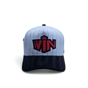 win baseball hat ,white black suede stripped