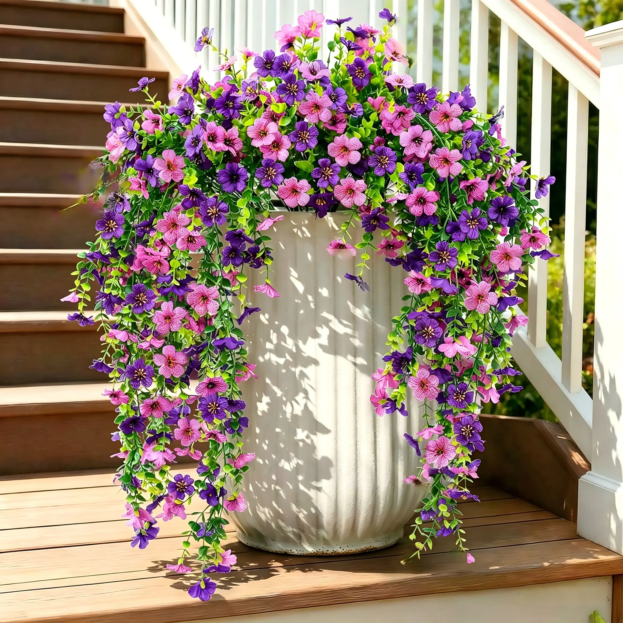 6pcs UV-Resistant Artificial Hanging Flowers - Vibrant, Full, No Watering for Instant Patio Decor, Room Plant Ornaments (Home Supplies, Home Decor)