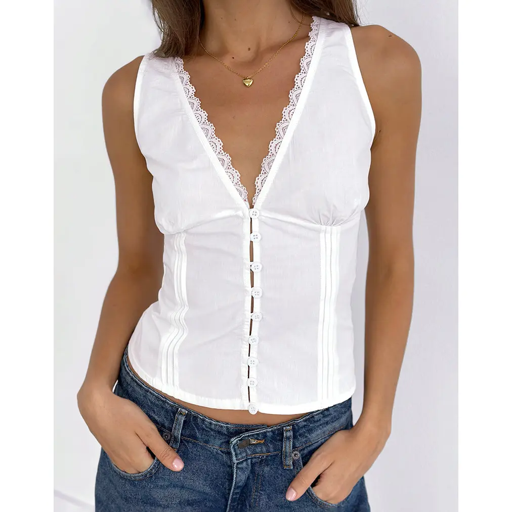 Lasily V Neck Corset Top in White