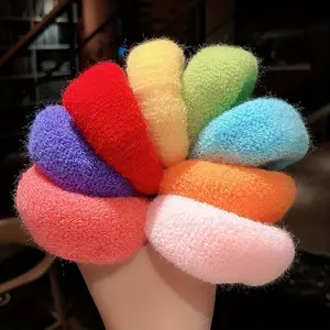 12PCS Candy Color Hair Ties Cotton Elastic Head Rope Ponytail Holders Headband Seamless Thick Band Hair Accessories For Women