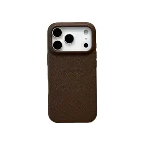 Litchi-textured TPU case for iPhone 17 Pro Max/16/15/14/13/12, raised camera protection, smudge-resistant, fingerprint-resistant, clear feel, accessories, shell