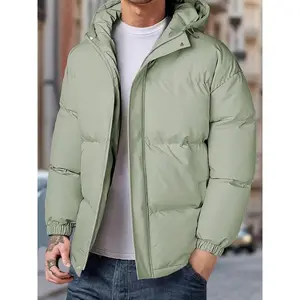 Winter Thickened Warm Hooded Jacket with Pockets, Windproof Men's Coat Menswear Small Casual Long Sleeve