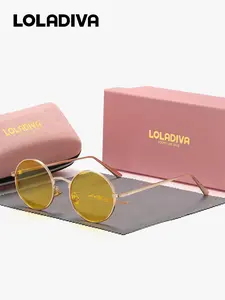1 Pair LolaDiva Unisex Full Frame Round Frame Styling High Quality Trendy Casual Sunglasses Reviving Classic Charm UV400