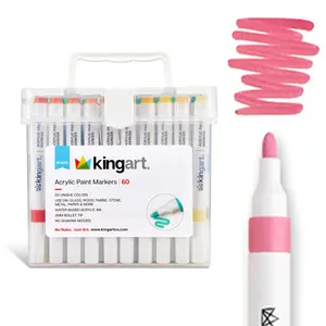 Acrylic Paint Markers Set – 60 Colors, 2mm Bullet Tip, Water-Based, Storage Case Included