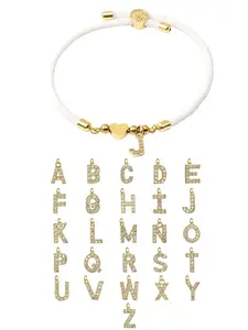 Initial Heart Charm Link Bracelet, Fashion All-match Jewelry for Women, Retro Adjustable Rope Bracelet for Daily Use