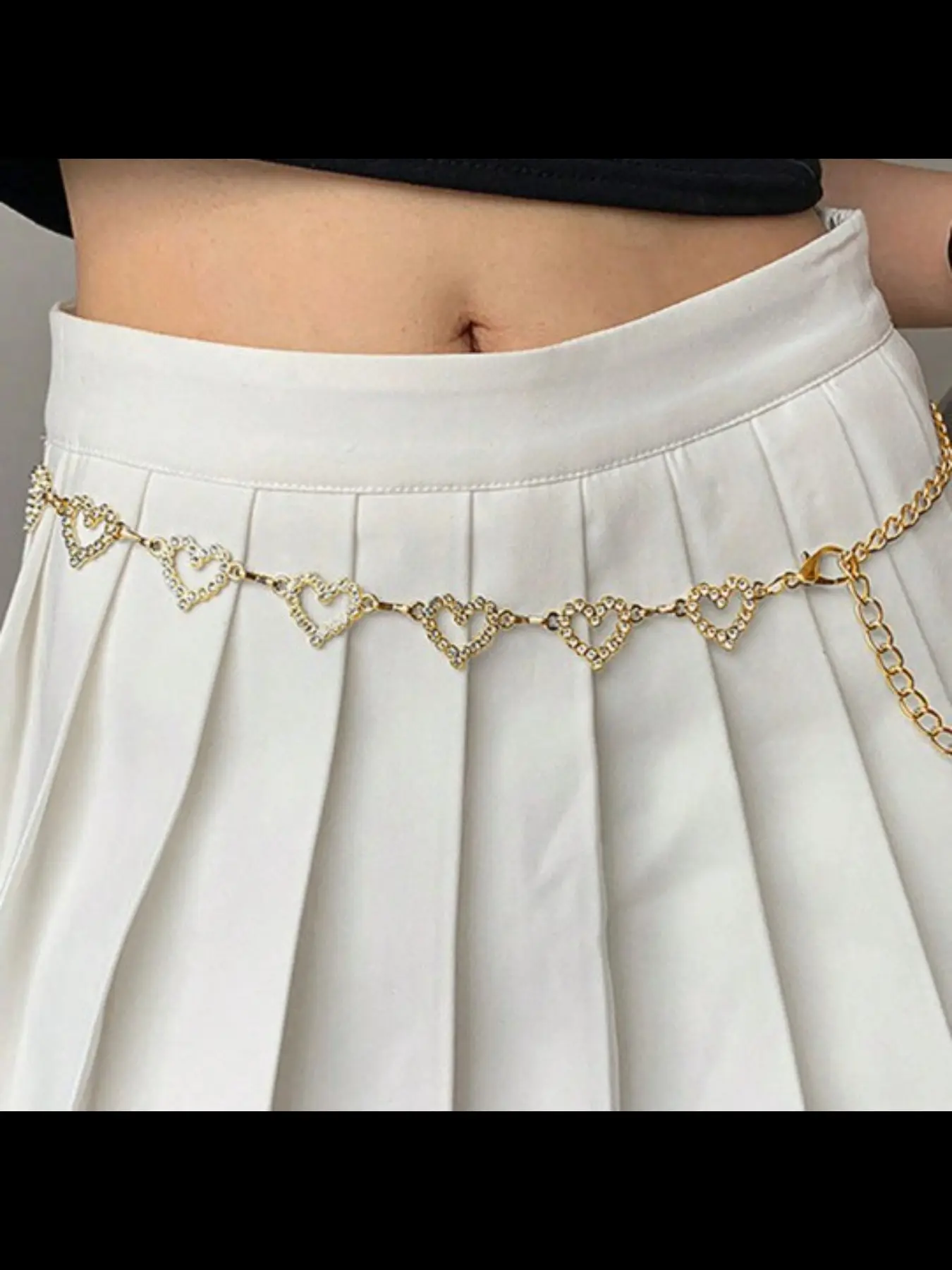 Alloy Simple Waist Chain Elegant Trendy Chain Heart Fashion Dress Decoration Metal Versatile Rhinestone Women, Stylish Accessory for Dresses