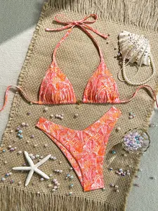 LUSHLACE Bikini Set Floral Print High Cut for Summer Beach Vacation