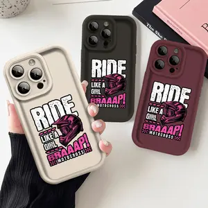 Pink Motocross Ride Like A Girl Dirt Bike Phone Case for iPhone 17 Pro Max 16 Pro Max 15 Pro 14 13 12 11 Sleek Shockproof Lightweight Cover with Protection Protective iphone 15 pro max case iphone 13 case drop-proof phone case Cellphone Smartphone