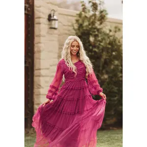 Genevieve Magenta Haze Gown - DM Exclusive - Maternity Friendly Formal Comfortable Elegant Evening Feminine