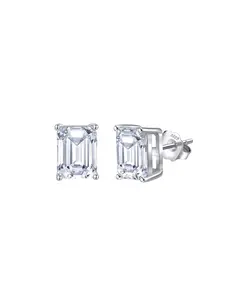 Evelina Silver and Moissanite Emerald Cut Earrings