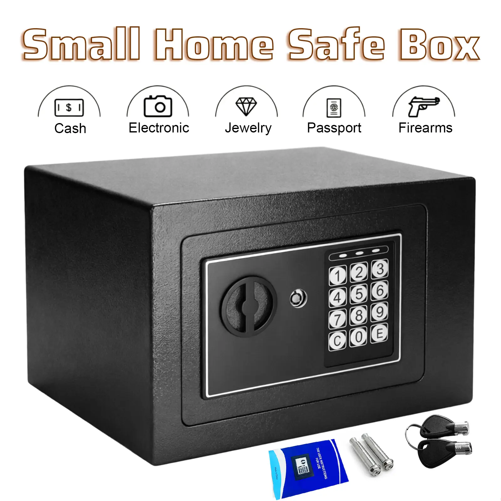 Portable Digital Lock Money Safe for Cash - Code Lock Anti-Theft Storage Cabinet, 17E / 20E Multifunctional Home Safe, Ideal for Dorm Room Use (Batteries Not Included)