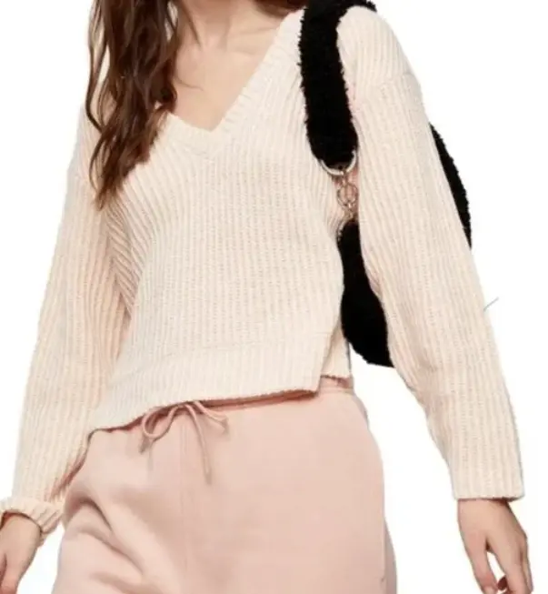 TOPSHOP V-Neck Ribbed Sweater
