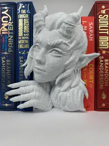 Demon Girl Fantasy Book Nook - Bookish Merch / Gift For Her or Book Lover - Reading 3D Printed Decor - Accessories to Decorate Your Shelf Nature Plastic